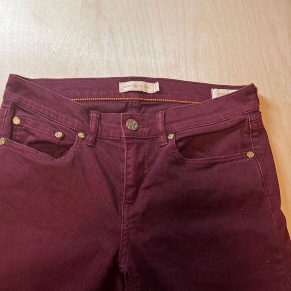 Tory Burch Super Skinny Jeans Stretch Maroon Red Size‎ 24 - Picture 4 of 7